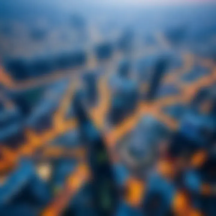 Dubai Skyline: A Hub for Real Estate Opportunities Aerial view of a bustling Dubai skyline