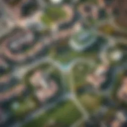 Aerial view of Emirates Park showcasing residential areas and green spaces