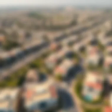 Aerial View of Dubai Neighborhoods Aerial view of vibrant neighborhoods in Dubai with freehold properties