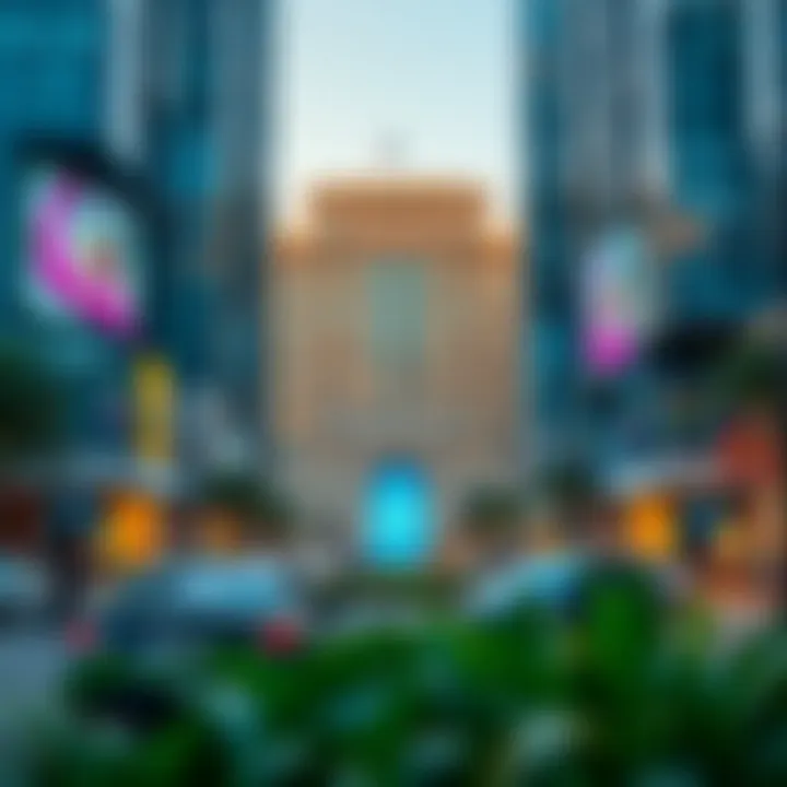 Dynamic Environment Around فندق رويال ام Vibrant surroundings of فندق رويال ام showcasing Dubai's dynamic environment