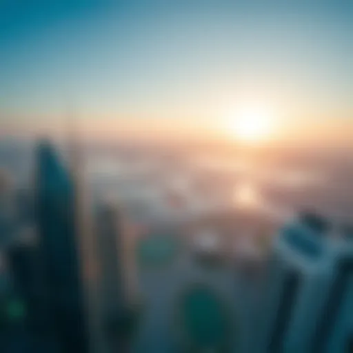 Panoramic view of Jumeirah Lake Towers and its lakes