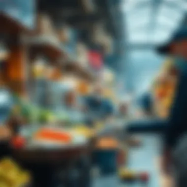 A bustling marketplace scene reflecting the thriving food industry in Dubai