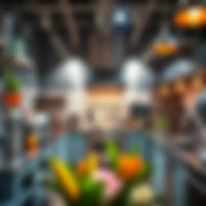 A vibrant kitchen setting highlighting various equipment and facilities for culinary ventures