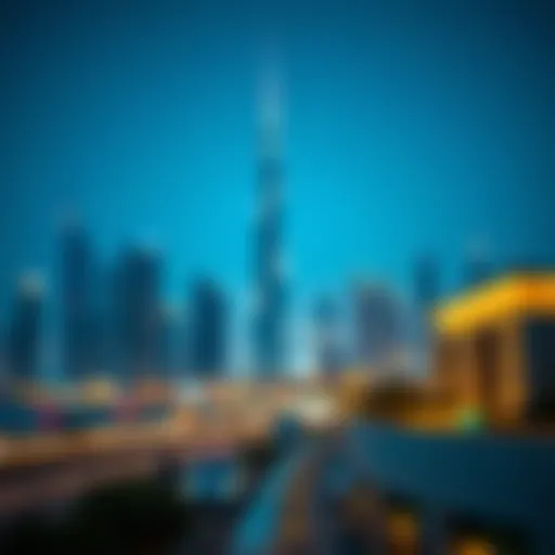 A stunning skyline view of Dubai showcasing light commercial towers.