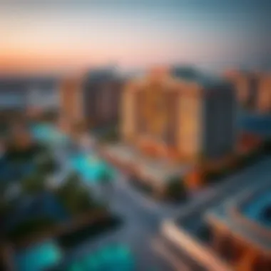 Aerial View of Marriott Residences Aerial view of Marriott Residences in Jumeirah Village Circle showcasing modern architecture