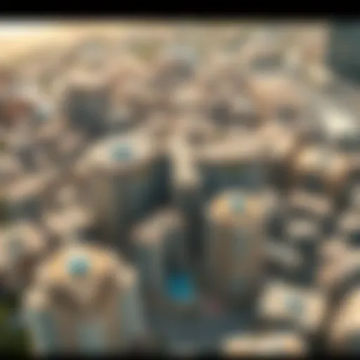 Aerial View of Urban Transformation by Modon Properties Aerial view of Modon Properties developments in Dubai showcasing urban transformation.