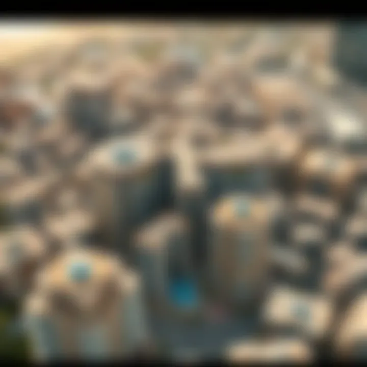 Aerial View of Urban Transformation by Modon Properties Aerial view of Modon Properties developments in Dubai showcasing urban transformation.