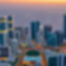 Aerial view of the DMCC skyline showcasing modern architecture and vibrant community