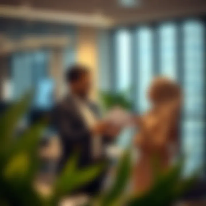 Investors analyzing market trends in a modern office setting