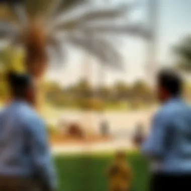 Investors Discussing Opportunities Near the Park Investors discussing potential in the vicinity of the park