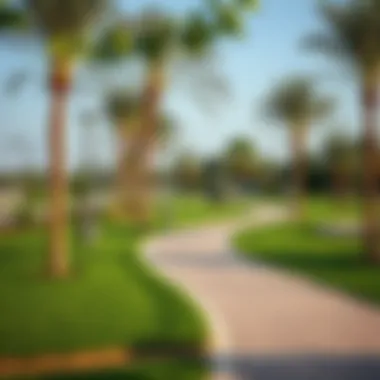 Scenic Pathways in Nad Al Hamar Park Scenic pathways winding through the park