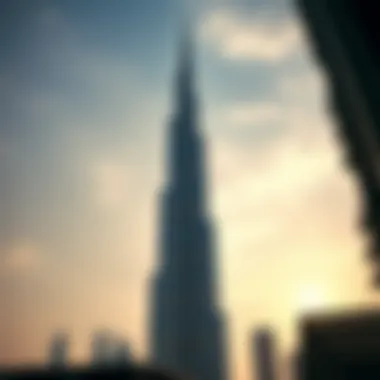 Exterior view of Burj Khalifa highlighting its grandeur against the sky