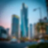 Exterior view showcasing the Pinnacle Building's sleek design against the Dubai skyline