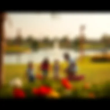Families enjoying recreational activities in Pond Park