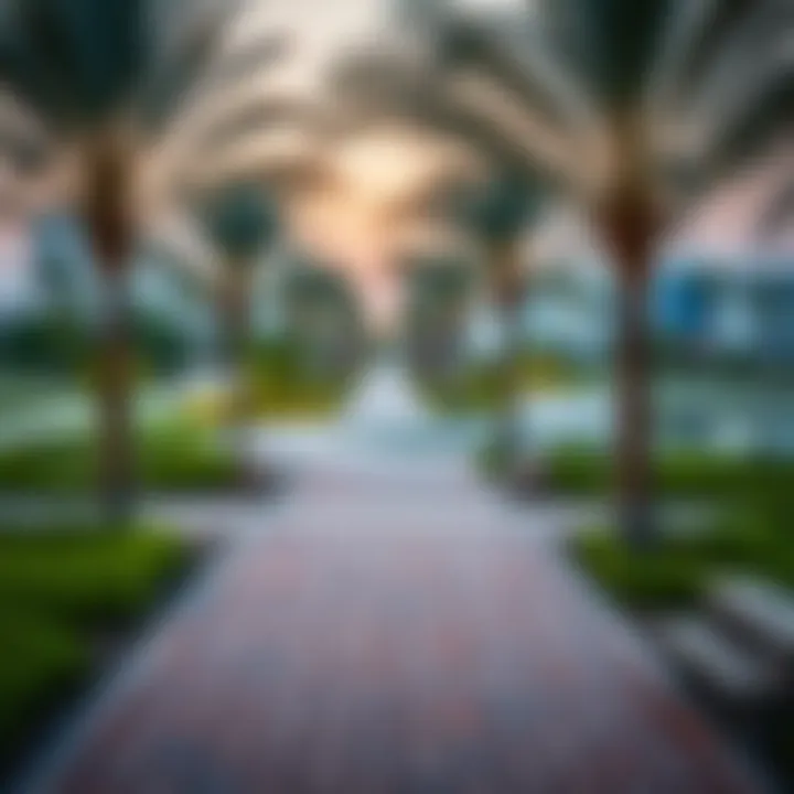 An overview of the park's pathways and landscaped areas designed for relaxation