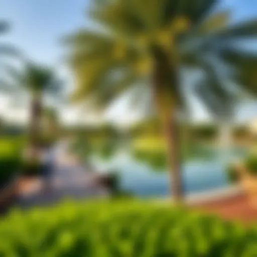 A serene view of Pond Park showcasing lush greenery and tranquil waters