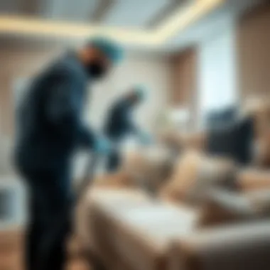 Technicians utilizing advanced equipment for sofa cleaning