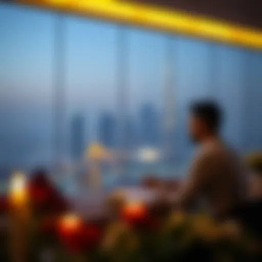 A romantic candlelit dinner overlooking the Dubai skyline