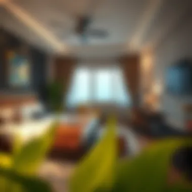 A cozy room in a boutique hotel with unique decor