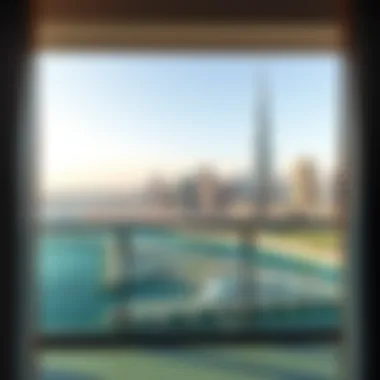 Scenic view from a hotel balcony overlooking the Dubai skyline