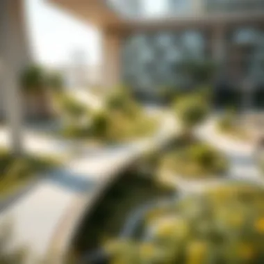 Conceptual diagram illustrating sustainable infrastructure initiatives in the Sidra 1 Master Plan