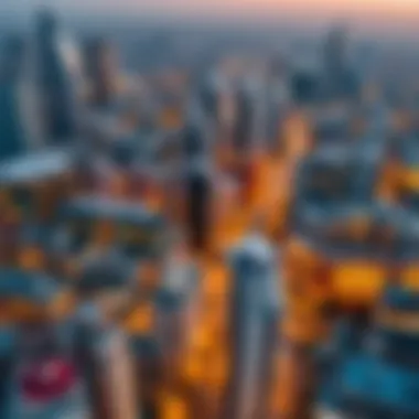 Aerial view of Dubai showcasing popular neighborhoods for studio flats