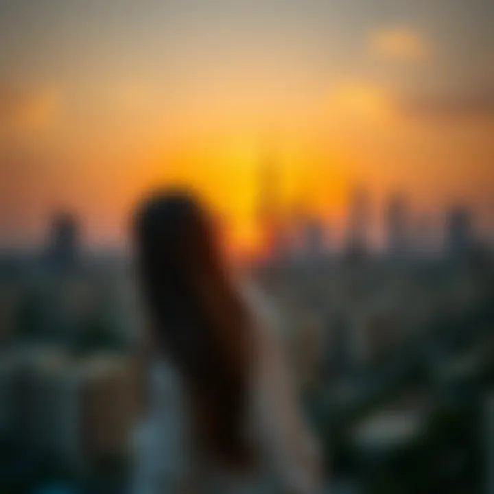 Panoramic view of Rashidiya skyline at sunset