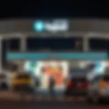 A bustling Tasjeel service center at night