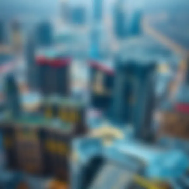 Aerial view of Dubai's skyline highlighting modern architecture