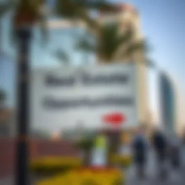 Investment opportunities sign in a bustling real estate area