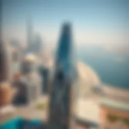 Aerial view of the Diamond Tower showcasing its unique geometric design against the Dubai skyline.