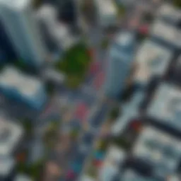 Aerial view of Electra Street, highlighting its urban layout