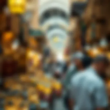 A panoramic view of the bustling Gold Souq showcasing artisan craftsmanship.