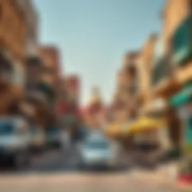 A vibrant street view of Satwa showcasing its unique architecture and culture.