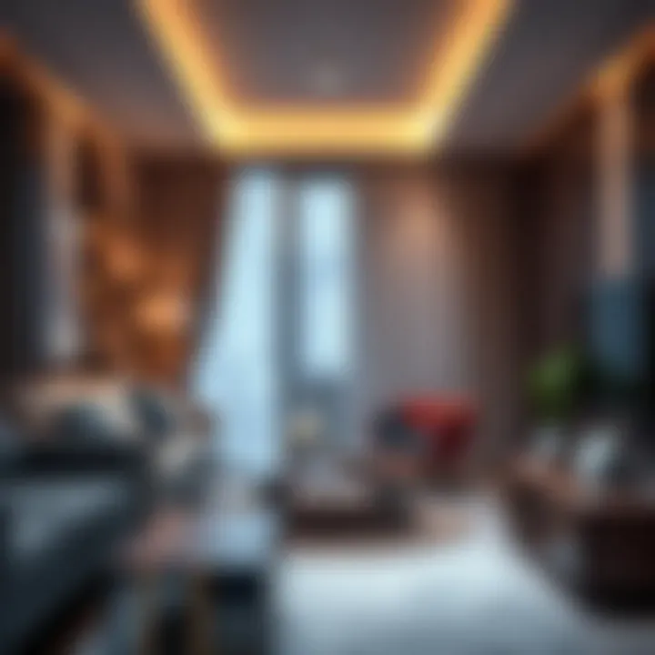 Close-up of a well-furnished flat interior highlighting modern amenities