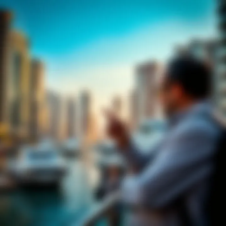 Investors examining real estate opportunities in Dubai Marina