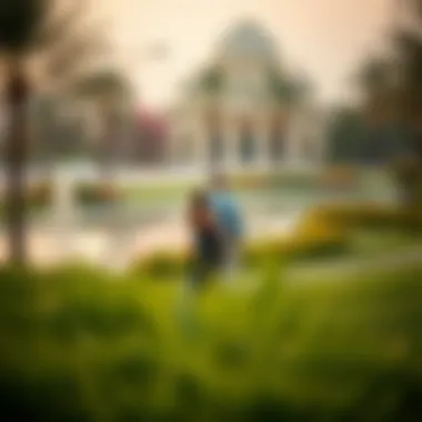 Couple exploring a luxurious park in Dubai