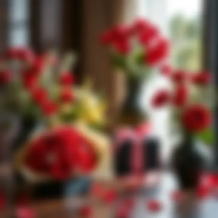 Beautifully arranged bouquets and gifts for Valentine's Day