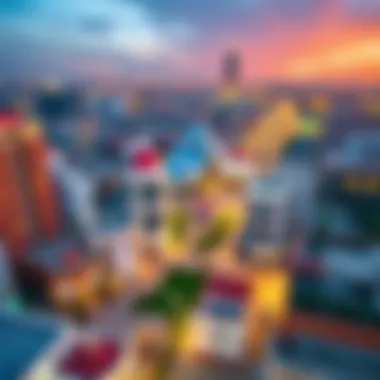 Aerial view of Karama, emphasizing the neighborhood's strategic location in Dubai