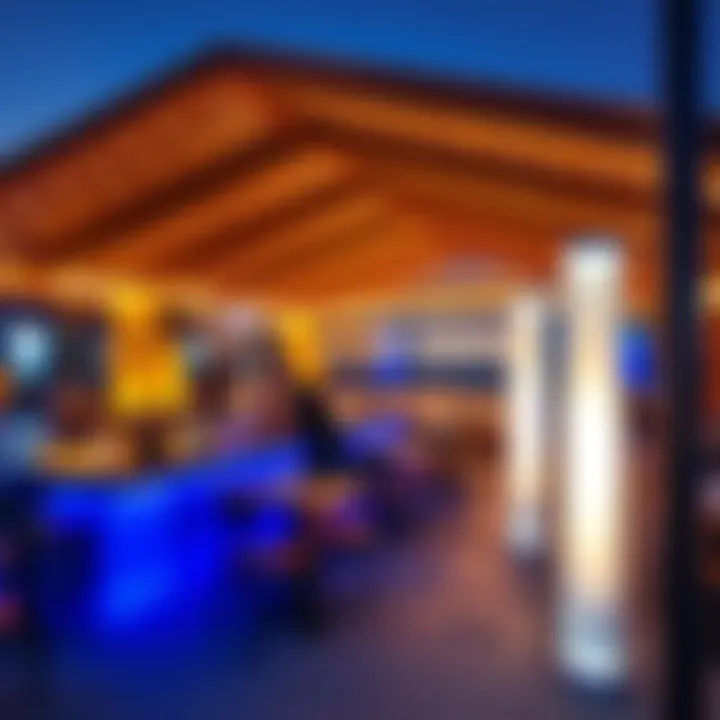 Community Amenities at Yas Bay The vibrant community amenities at Yas Bay, highlighting recreational spaces and waterfront dining.