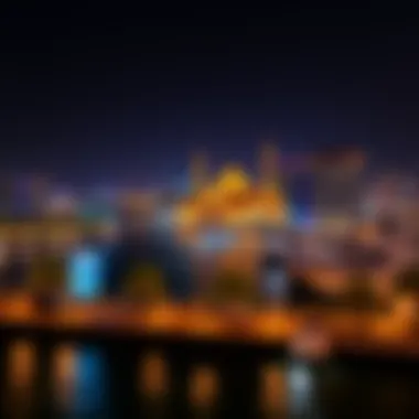 Illuminated Yas Bay Waterfront at Night Night view of Yas Bay Waterfront illuminated, portraying its lively atmosphere and design.