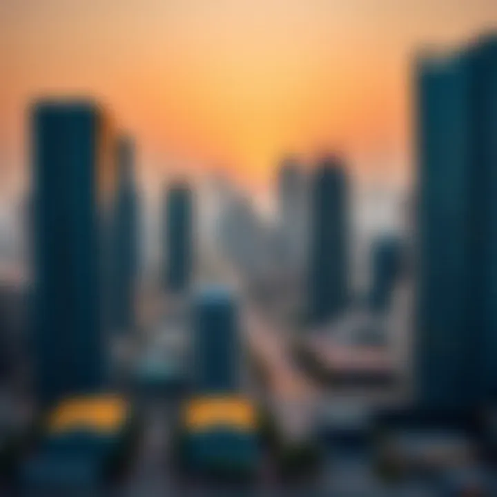 Dubai's Office Landscape A panoramic view of Dubai's skyline showcasing diverse office buildings