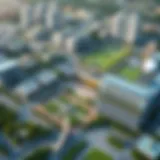 Aerial view of FitRepublik Sports City showcasing its innovative design and green spaces