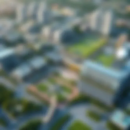 Aerial view of FitRepublik Sports City showcasing its innovative design and green spaces