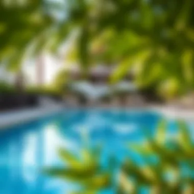 Serene Poolside Retreat at Golden Sands Stunning pool area at Golden Sands Hotel Apartments surrounded by lush greenery