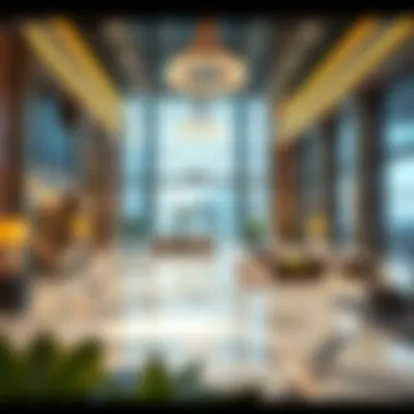 Elegant lobby of the Grand Millennium Al Wahda Hotel showcasing modern design