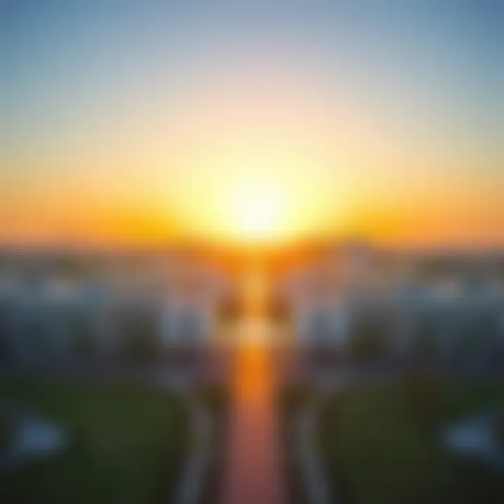 Aerial Perspective of Hartland Dubai Aerial view of Hartland Dubai showcasing modern architecture and lush landscapes