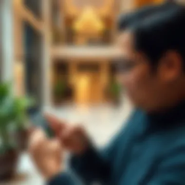 An individual using a mobile app for visa verification