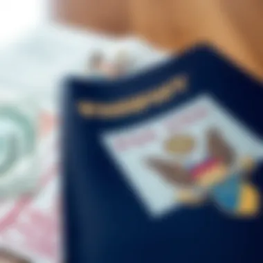 Close-up of a passport with visa stamps