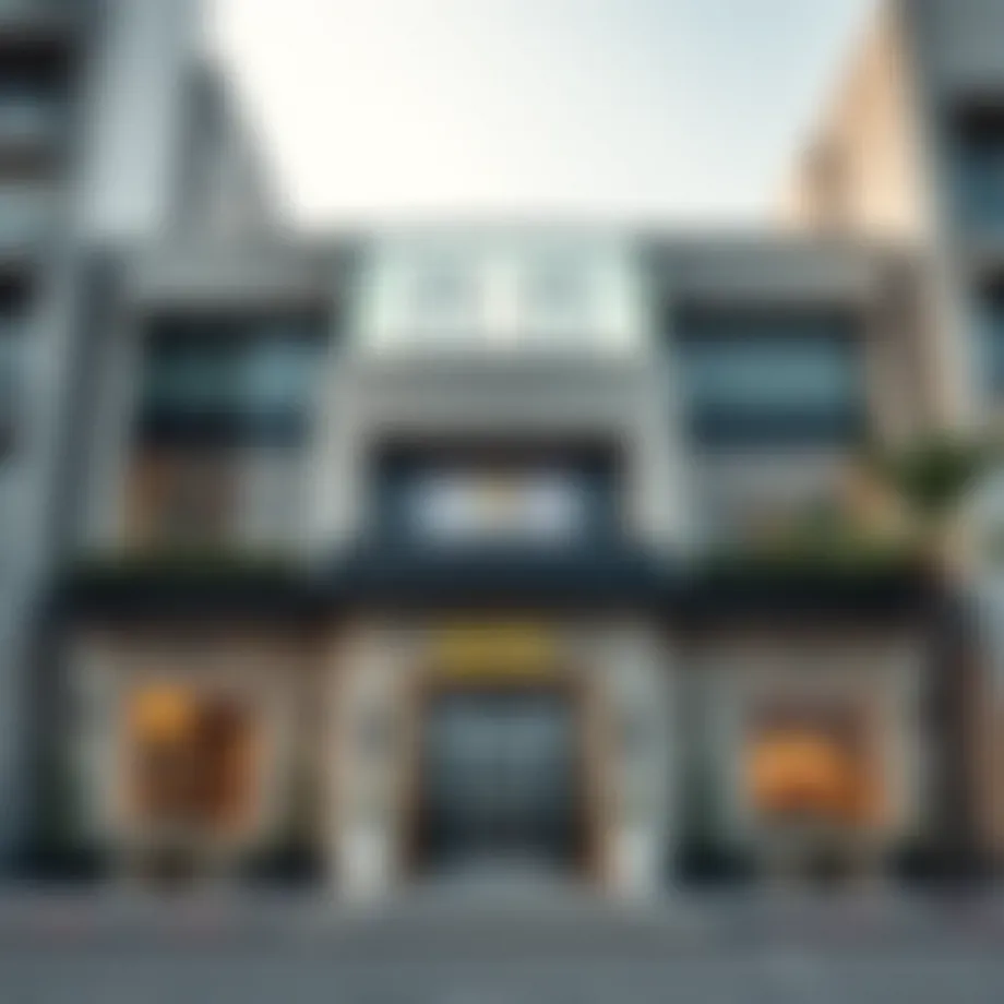 An elegant bank facade in Dubai showcasing modern architecture